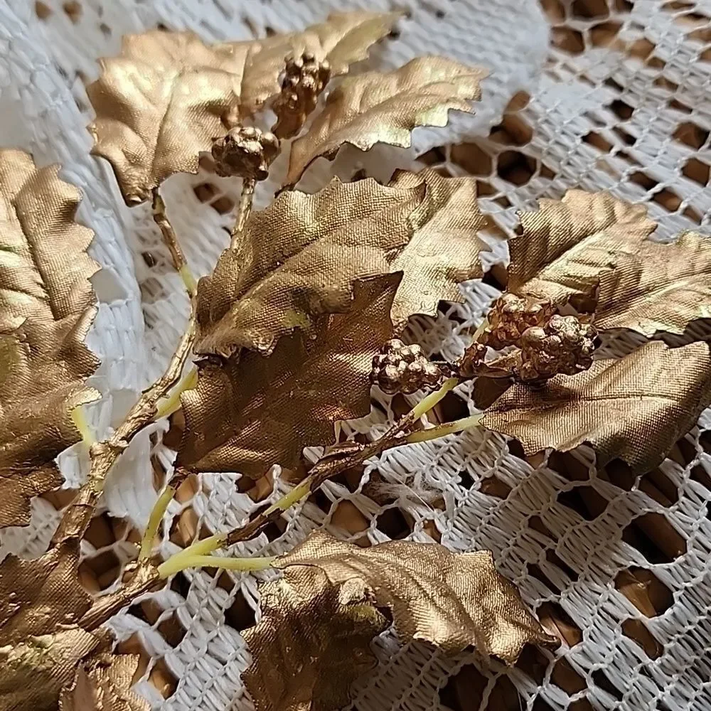 Vintage Gold Leaf Decorative Floral Picks Accent Fall Autumn Tgiving Christmas